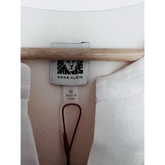 Anne Klein NWT Linen Hi-Low Blouse Sz M 3/4 Sleeve V-Neck Tunic Minimalist Boho - Picture 7 of 8